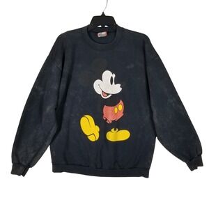 Disney Designs Sweatshirt Men OSFA Black Vintage 90s Mickey Mouse Graphic USA